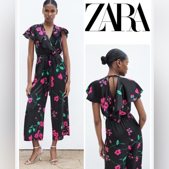 ZZARA LONG FLORAL PRINT JUMPSUIT NEW SIZE MEDIUM.#20